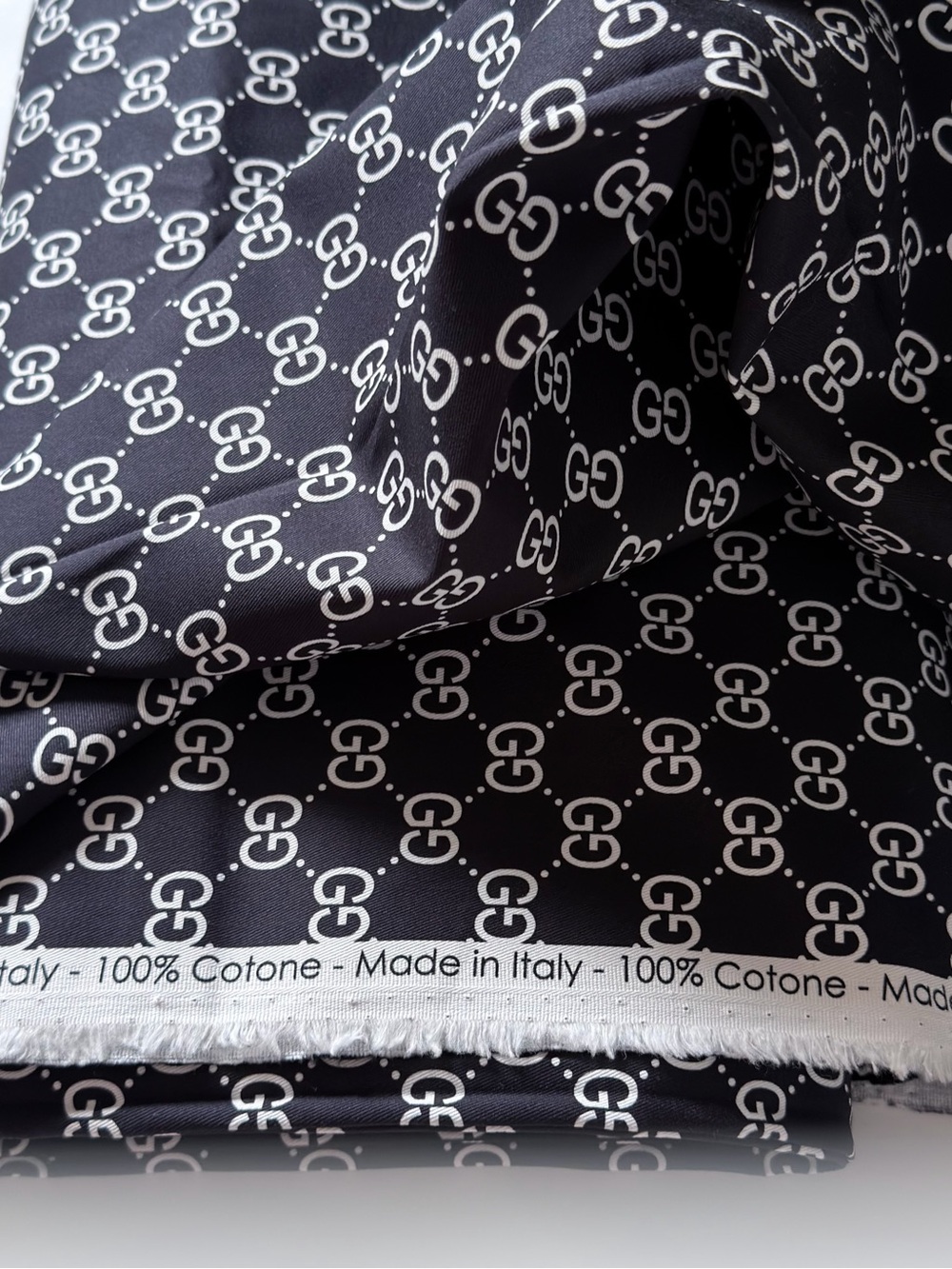 Gucci Black Fabric with White GG Monogram, 5 Yard / 58” wide